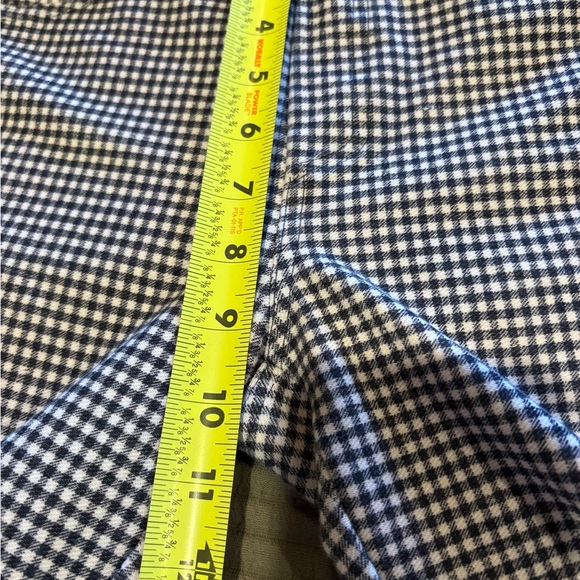 Michael Kors Navy Blue & White Check Pull-on Pants gold details size M women’s - Picture 8 of 11